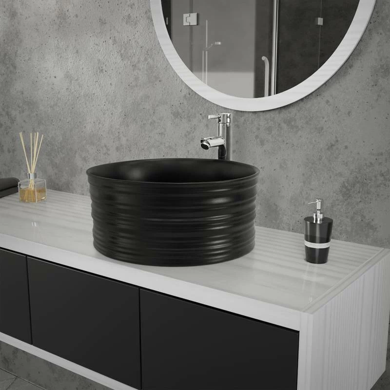 Lavabo Ø 41x18cm Noir Céramique 4 Lavabo Ø 41x18cm Noir Céramique – Image 2