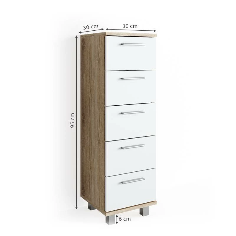 Chiffonnier Ilias Sonoma/blanc 7 Chiffonnier Ilias Sonoma/blanc – Image 5