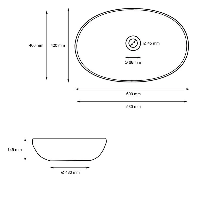 Vasque Forme Ovale 600x420x145 Mm Blanc 7 Vasque Forme Ovale 600x420x145 Mm Blanc – Image 5