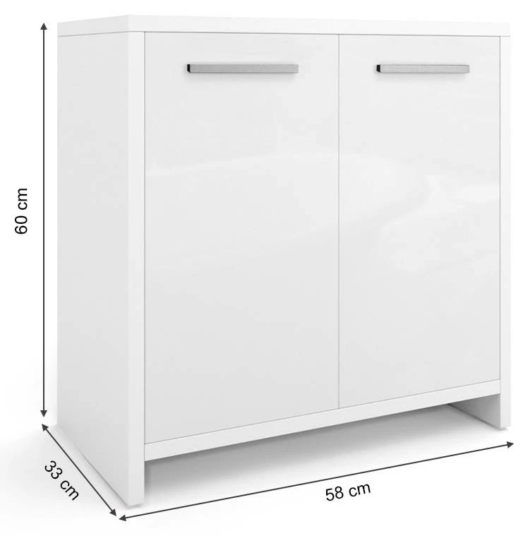 Meuble Sous-lavabo Kiko Blanc Brillant 9 Meuble Sous-lavabo Kiko Blanc Brillant – Image 7