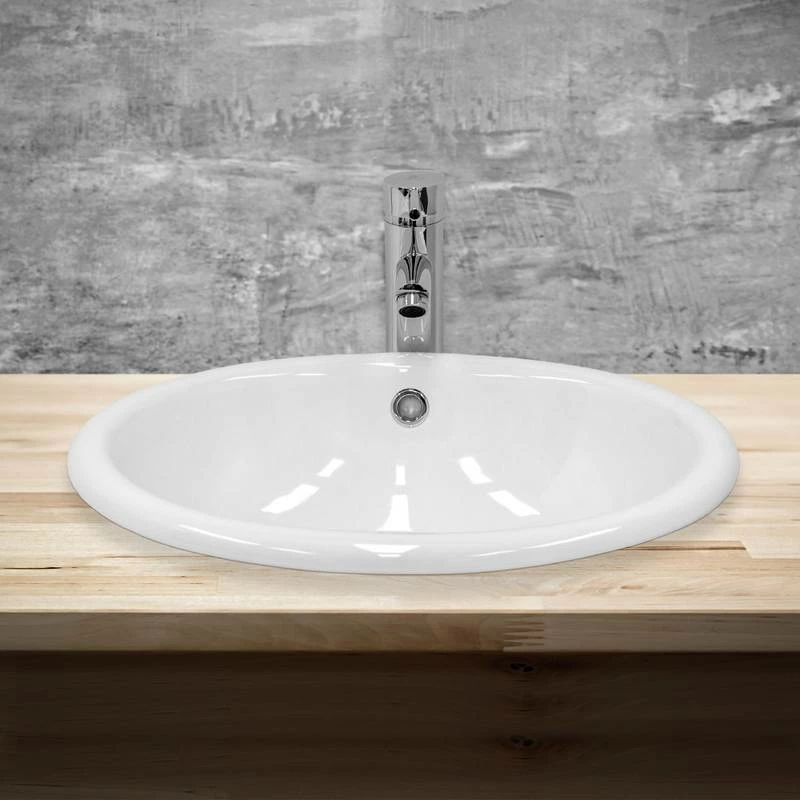 Lavabo Ovale 49x195x405 Cm Blanc 4 Lavabo Ovale 49x195x405 Cm Blanc – Image 2
