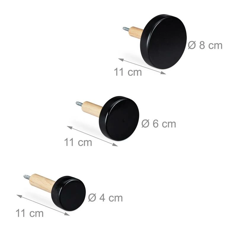 Lot De 3 Patères Muraux En Bois Noir 9 Lot De 3 Patères Muraux En Bois Noir – Image 7