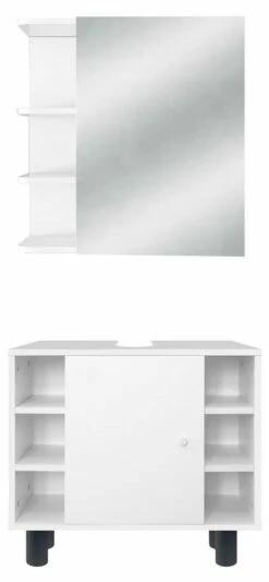 Meubles De Salle De Bains 2 Pièces Blanc