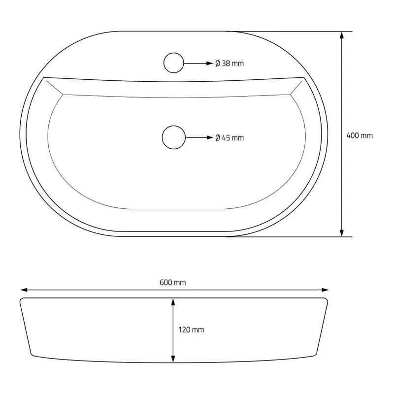 Lavabo Ovale 60x40x12cm Noir Céramique 8 Lavabo Ovale 60x40x12cm Noir Céramique – Image 7