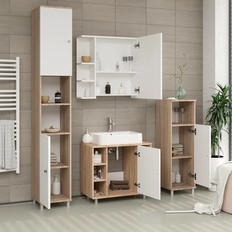 Chiffonnier Fynn Sonoma/blanc 4 Chiffonnier Fynn Sonoma/blanc – Image 2