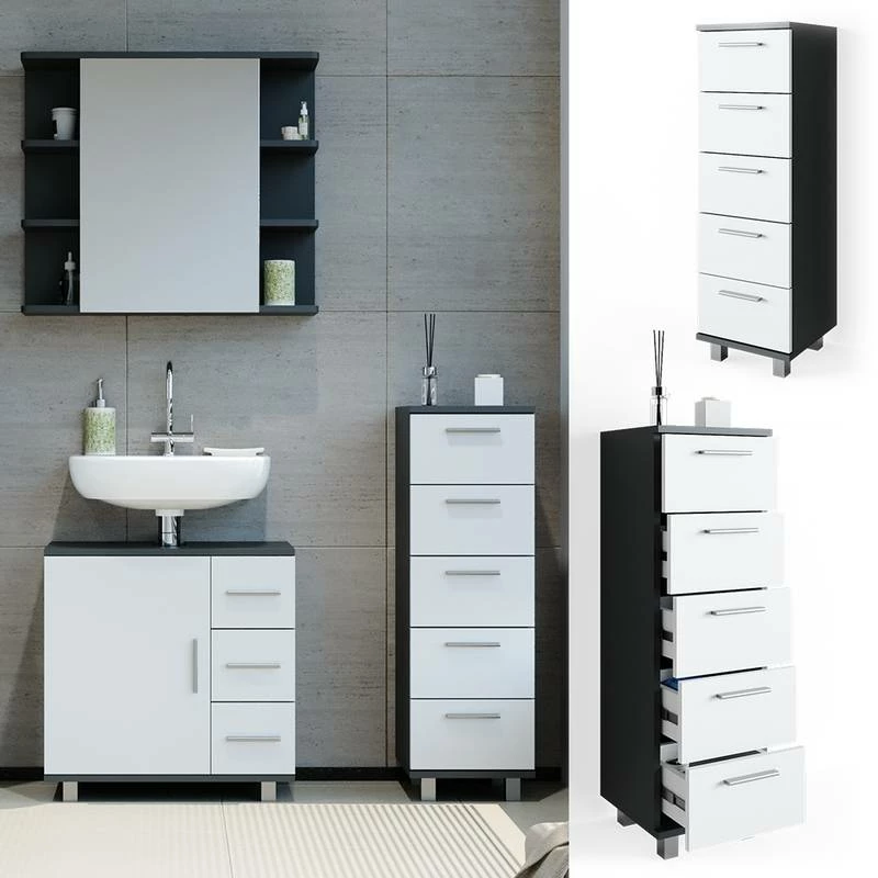 Chiffonnier Ilias Anthracite/blanc 5 Chiffonnier Ilias Anthracite/blanc – Image 3