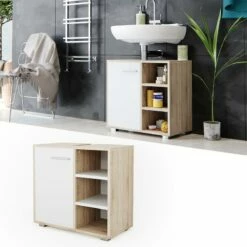 Meuble Sous-lavabo Perry Chêne/blanc -HOME24 Ventes 8b077866e16849d396fc8a4a369cf297