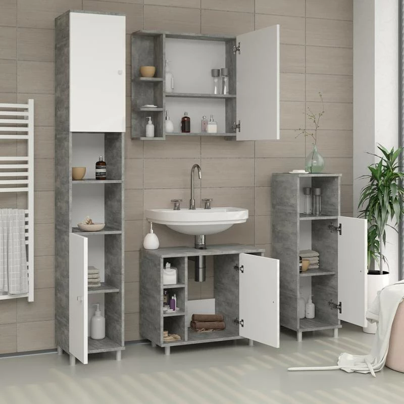 Chiffonnier Fynn Béton/blanc 4 Chiffonnier Fynn Béton/blanc – Image 2