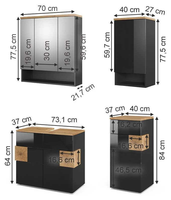 Salle De Bains Eden Anthracite (4 élém.) 9 Salle De Bains Eden Anthracite (4 élém.) – Image 7