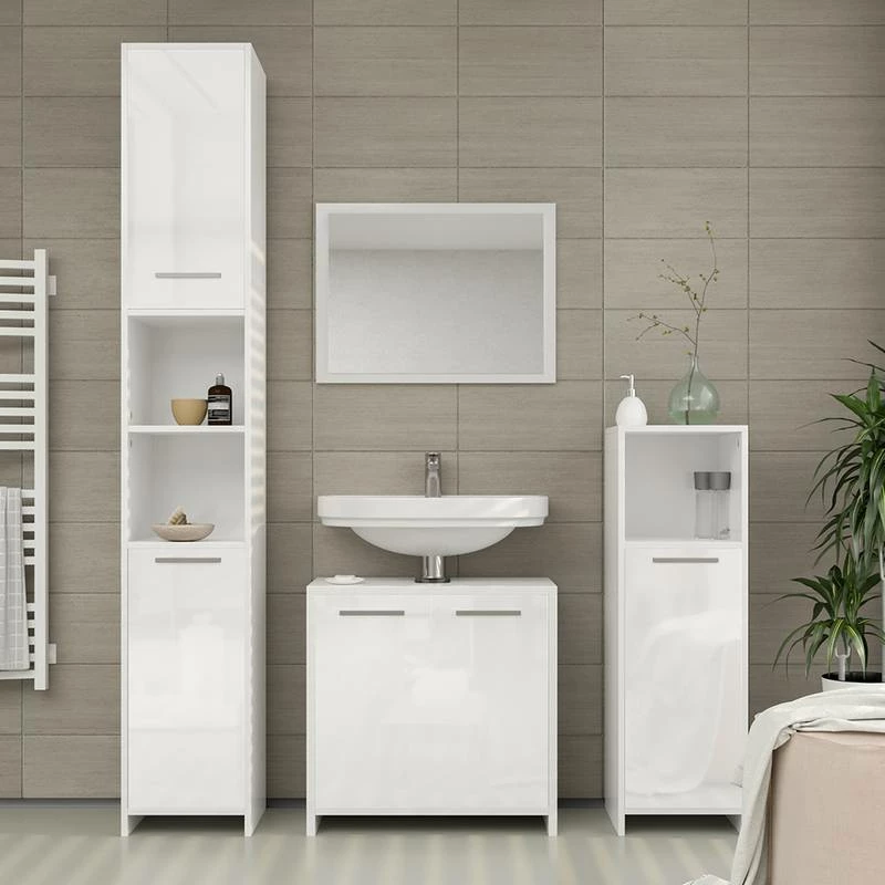 Meuble Sous-lavabo Kiko Blanc Brillant 5 Meuble Sous-lavabo Kiko Blanc Brillant – Image 3