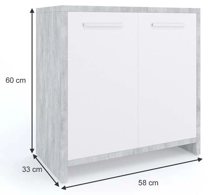 Meuble Sous-lavabo Kiko Béton/blanc 9 Meuble Sous-lavabo Kiko Béton/blanc – Image 7