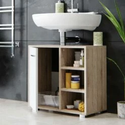 Meuble Sous-lavabo Perry Chêne/blanc -HOME24 Ventes a98e38ae5caa4259ac78b4099d016af0