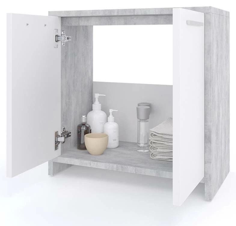 Meuble Sous-lavabo Kiko Béton/blanc 5 Meuble Sous-lavabo Kiko Béton/blanc – Image 3