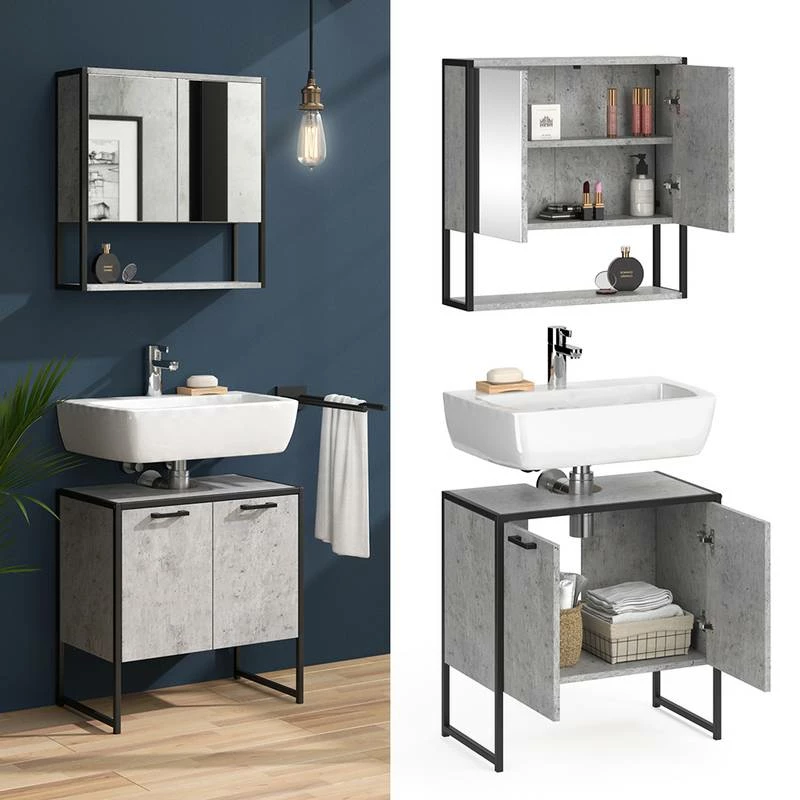 Salle De Bain Fyrk Béton (2 éléments) 4 Salle De Bain Fyrk Béton (2 éléments) – Image 2