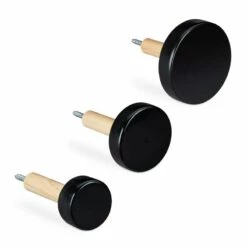 Lot De 3 Patères Muraux En Bois Noir