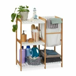 Étagère à 4 Niveaux Avec Panier à Linge