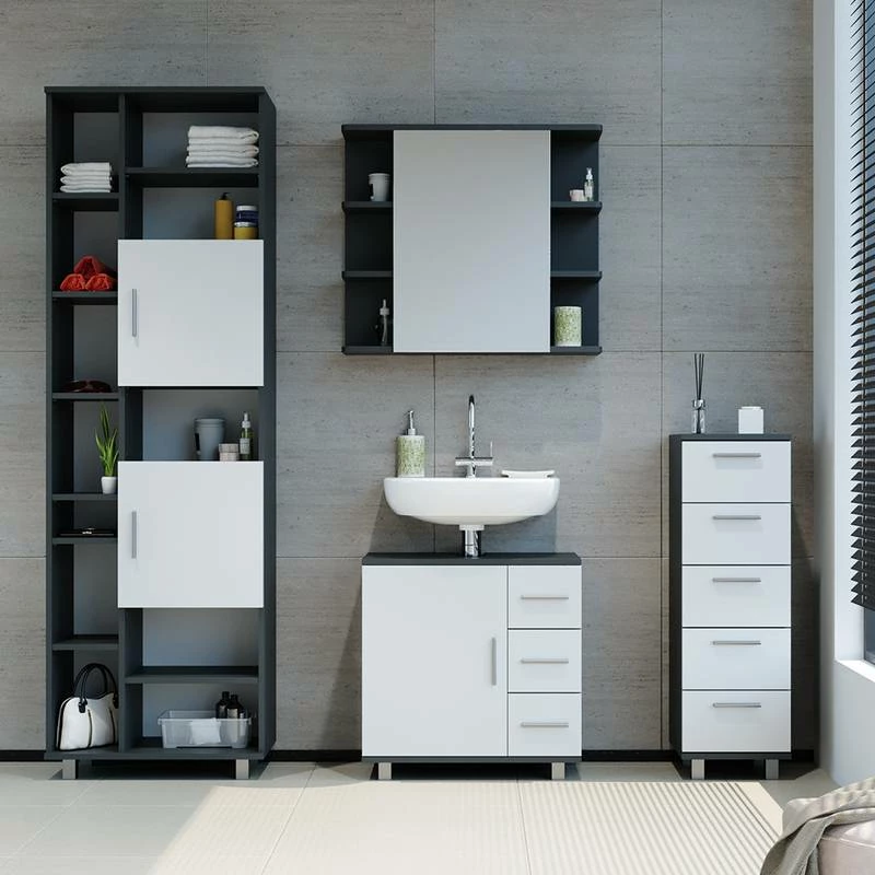 Chiffonnier Ilias Anthracite/blanc 4 Chiffonnier Ilias Anthracite/blanc – Image 2