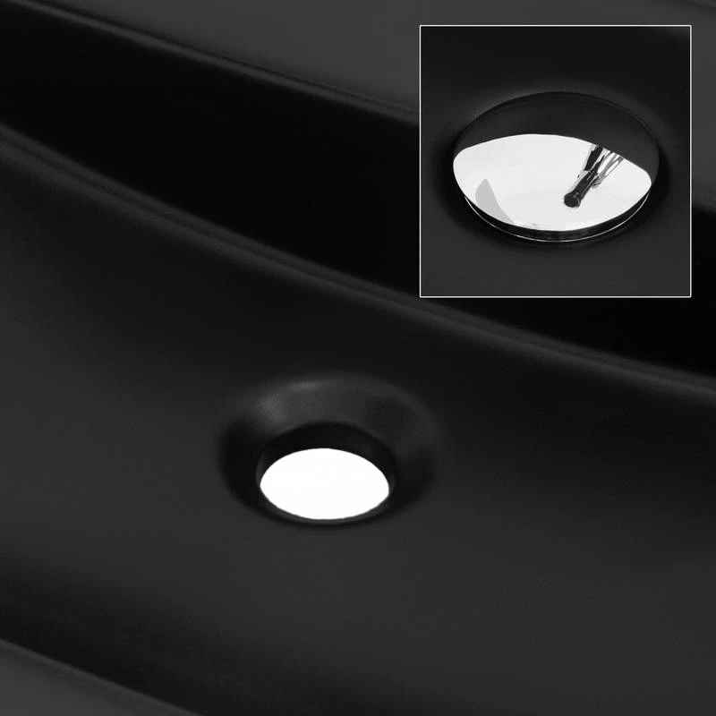 Lavabo Ovale 60x40x12cm Noir Céramique 6 Lavabo Ovale 60x40x12cm Noir Céramique – Image 5