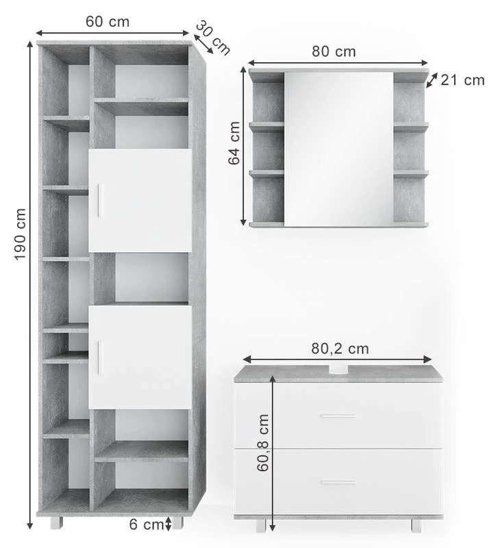 Salle De Bains Ilias Béton (3 éléments) 8 Salle De Bains Ilias Béton (3 éléments) – Image 6