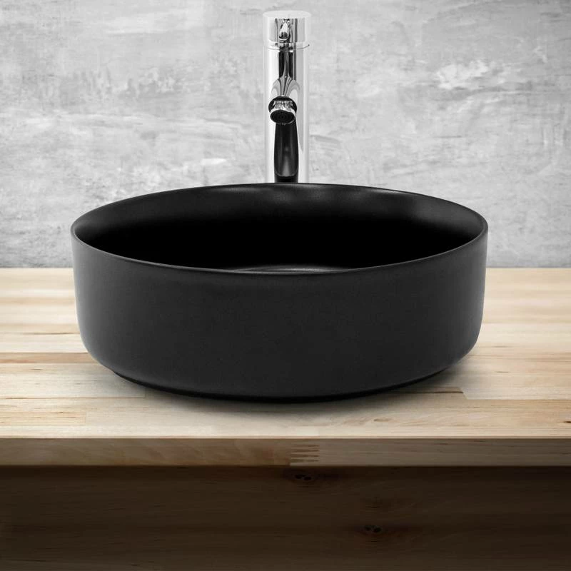 Lavabo Ronde Avec Trop-plein Noir 4 Lavabo Ronde Avec Trop-plein Noir – Image 2