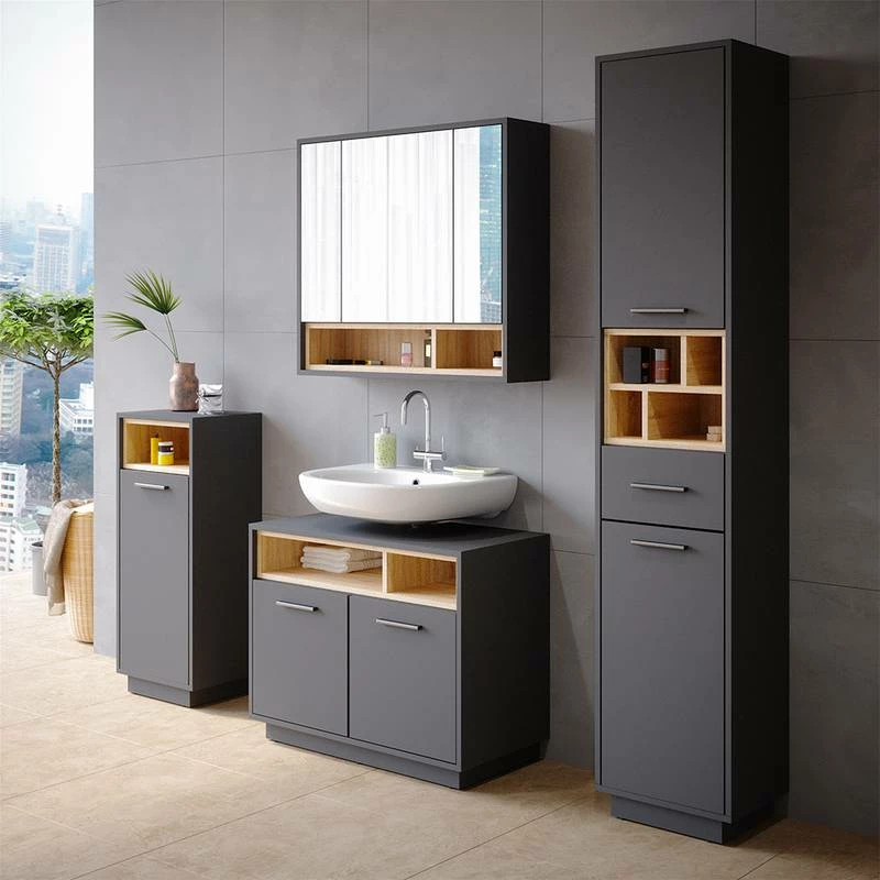 Chiffonnier Beatrice Antthracite/chêne 4 Chiffonnier Beatrice Antthracite/chêne – Image 2