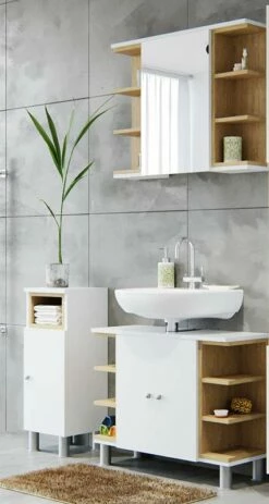 Salle De Bain Aquis Blanc/sonoma (3 él.)