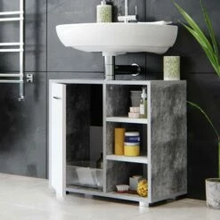 Meuble Sous-lavabo Perry Béton/blanc -HOME24 Ventes d847617171e84f919857ee8b62937123
