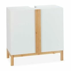 Meuble Dessous De Lavabo En Bambou Blanc
