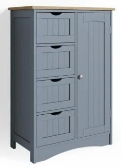 Meuble Bas Bianco Gris/chêne