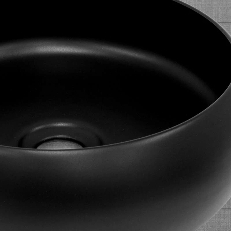 Lavabo Ø35x30cm Noir En Céramique 7 Lavabo Ø35x30cm Noir En Céramique – Image 5