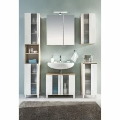 Armoire Basse Porto -HOME24 Ventes hochschrank porto weiss eiche saegerau dekor 5089080 2