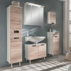 Meuble Sous Vasque Romana -HOME24 Ventes waschbeckenunterschrank romana hochglanz weiss eiche dekor 3328393